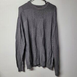 Haggar Sweater‎ Mens XXL Gray Knit Square Pullover Ligthweight